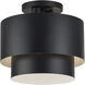 Zolana 2 Light 12 inch Black Semi Flush Mount Ceiling Light, Medium