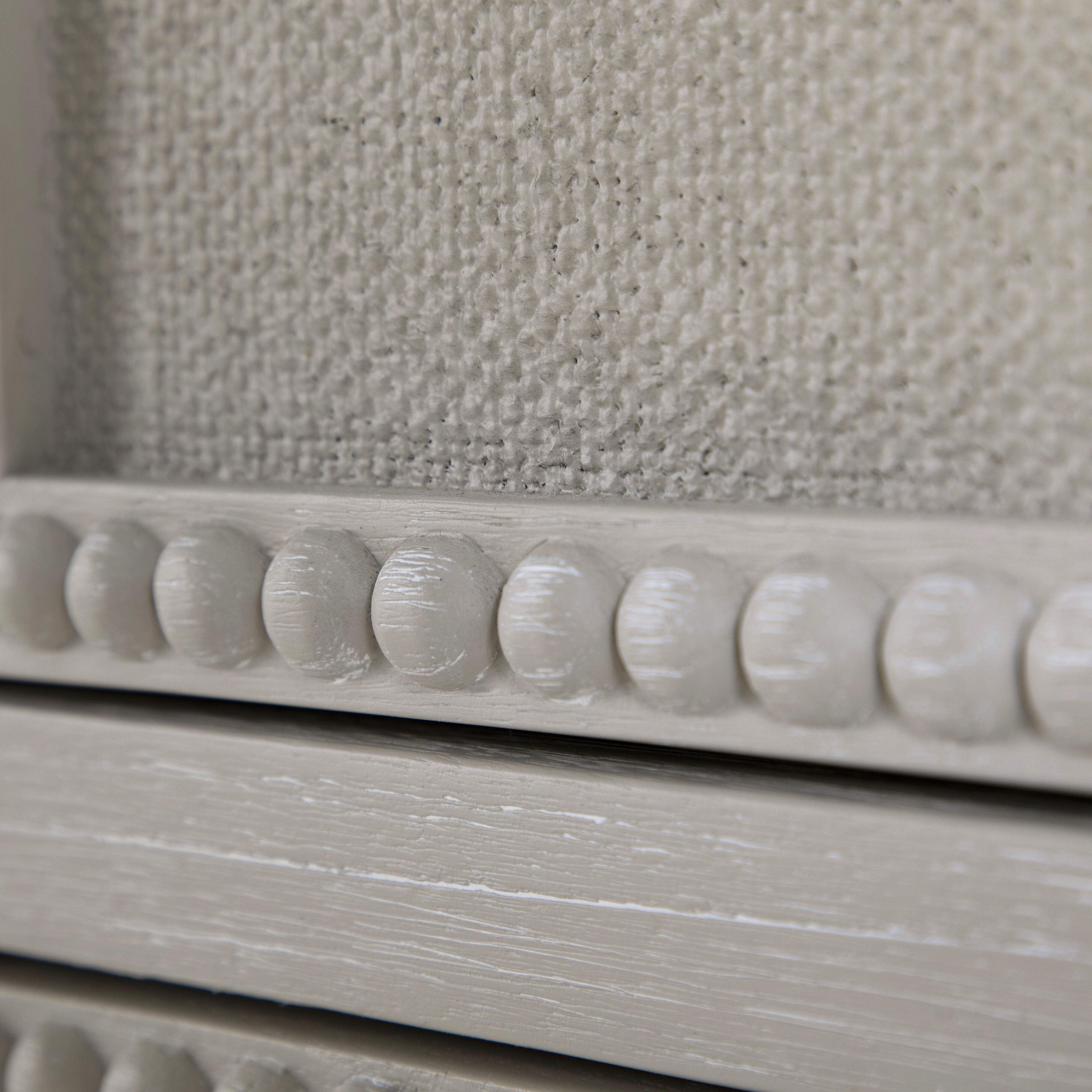 Caroline Cerused White and Painted Burlap Chest