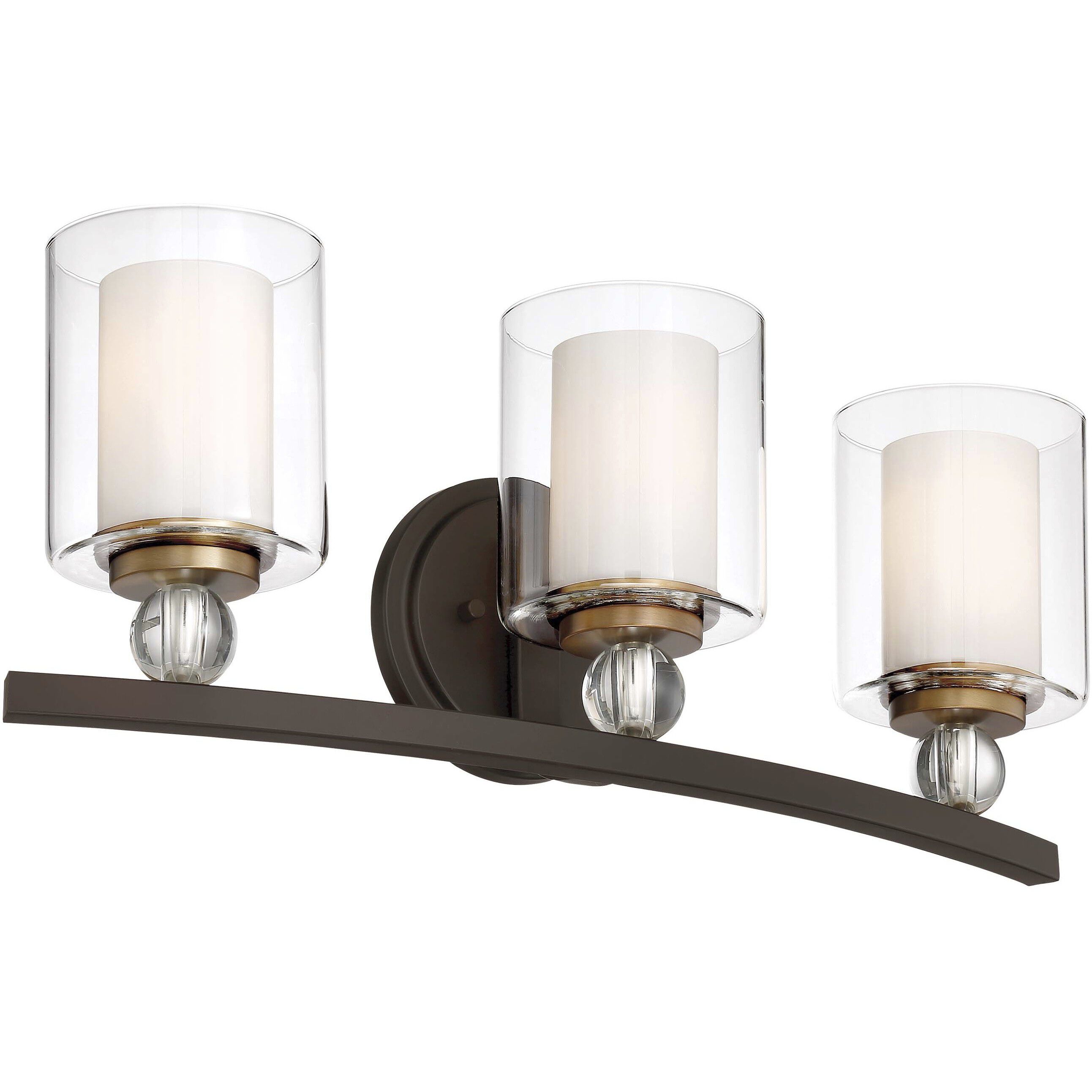 Studio 5 3 Light 24 inch Painted Bronze/Natural Brush Bath Light Wall Light