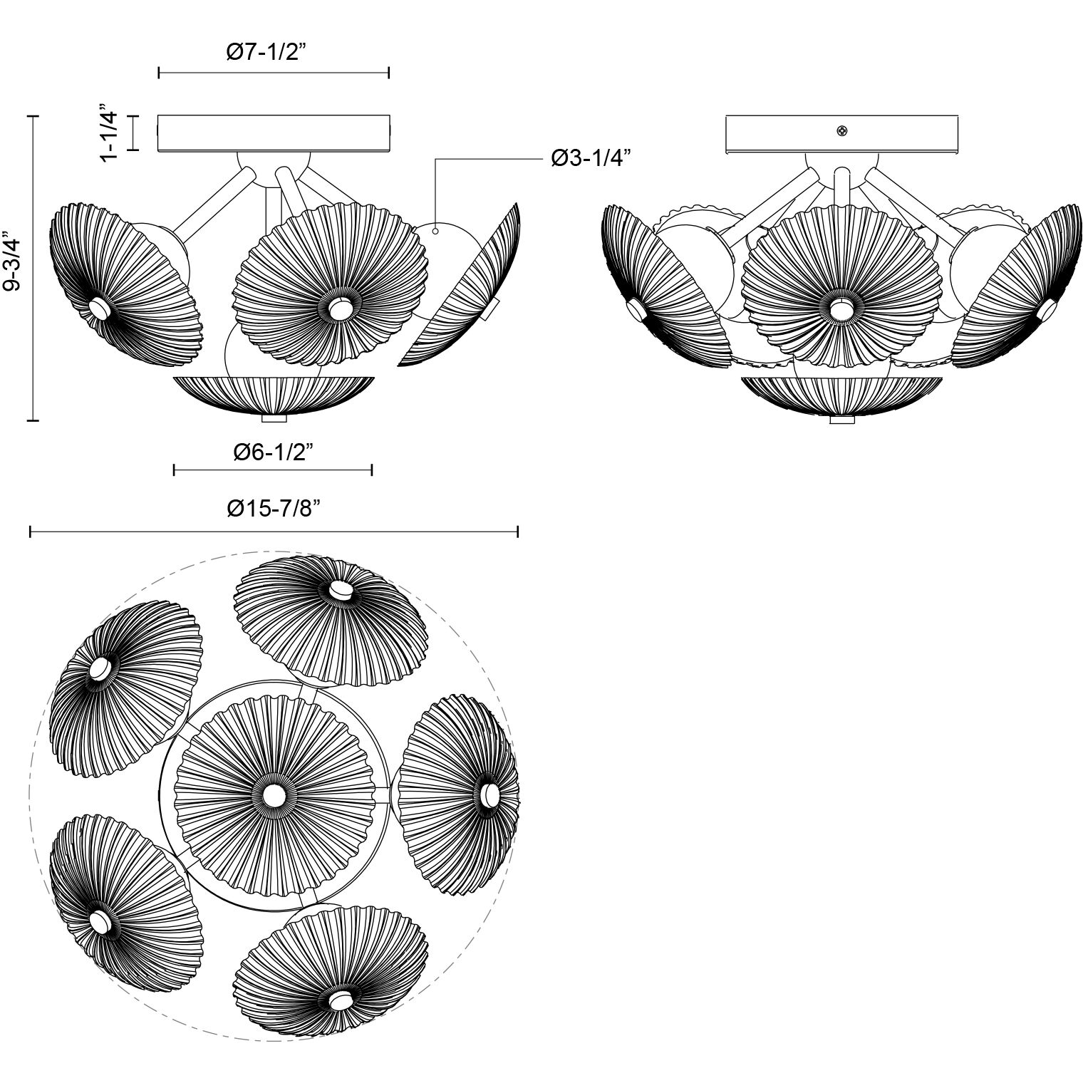 Alora Mood Hera LED 15.88 inch Brushed Gold/Clear Ribbed Glass Flush Mount Ceiling Light