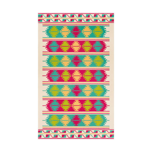 Rain 36 X 24 inch Emerald/Bright Pink/Lime/Bright Yellow/Cream Outdoor Rug, Rectangle