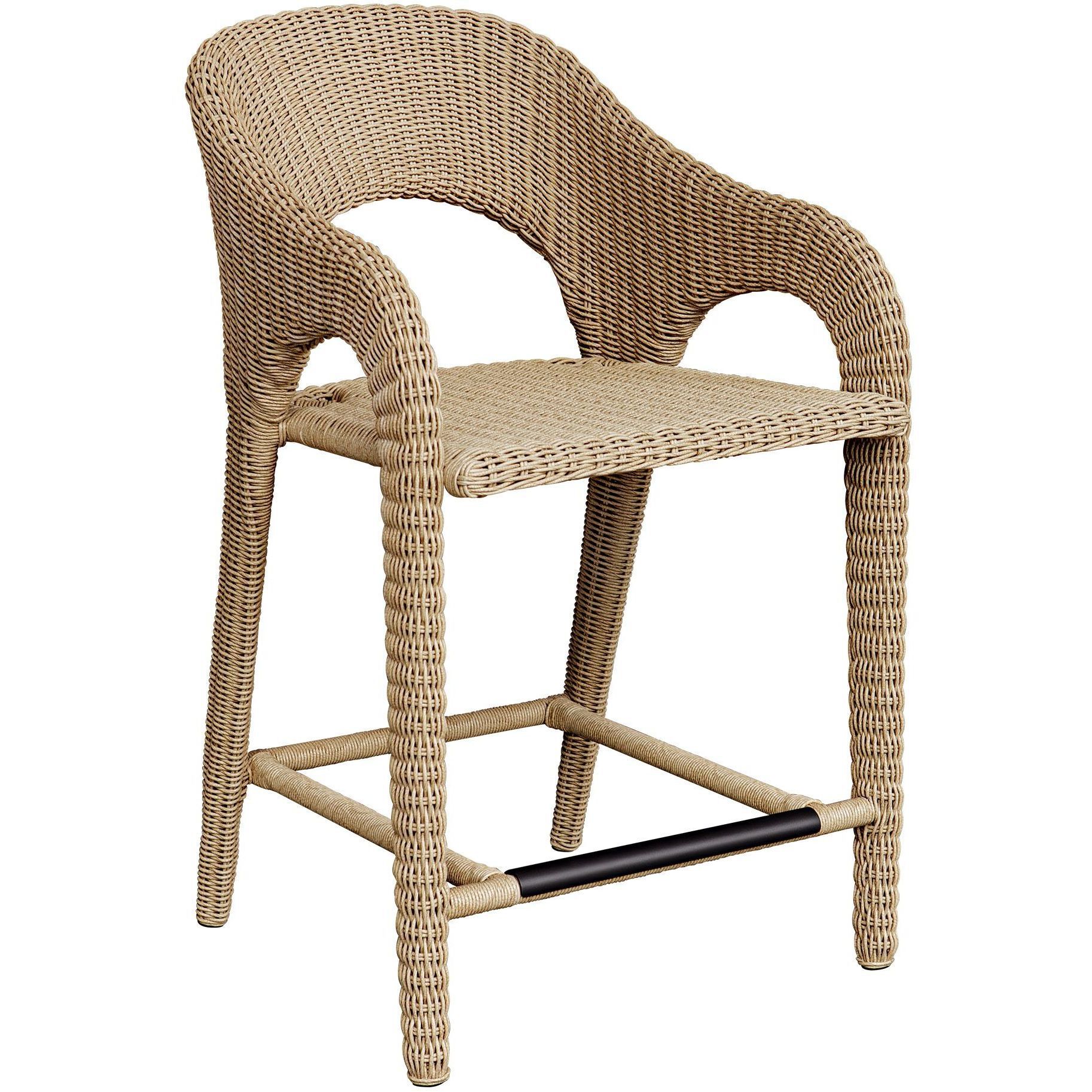 Kavali 38 inch Natural Honey and Oyster White Outdoor Counter Stool