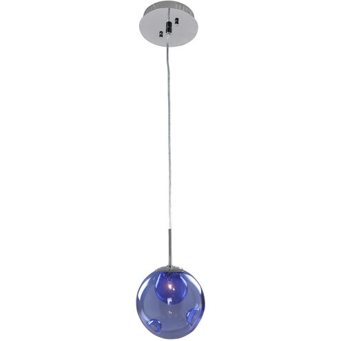Meteor 1 Light 6 inch Chrome Mini Pendant Ceiling Light in Sapphire