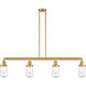 Franklin Restoration Dover 4 Light 49.13 inch Satin Gold Island Light Ceiling Light in Seedy Glass, Franklin Restoration