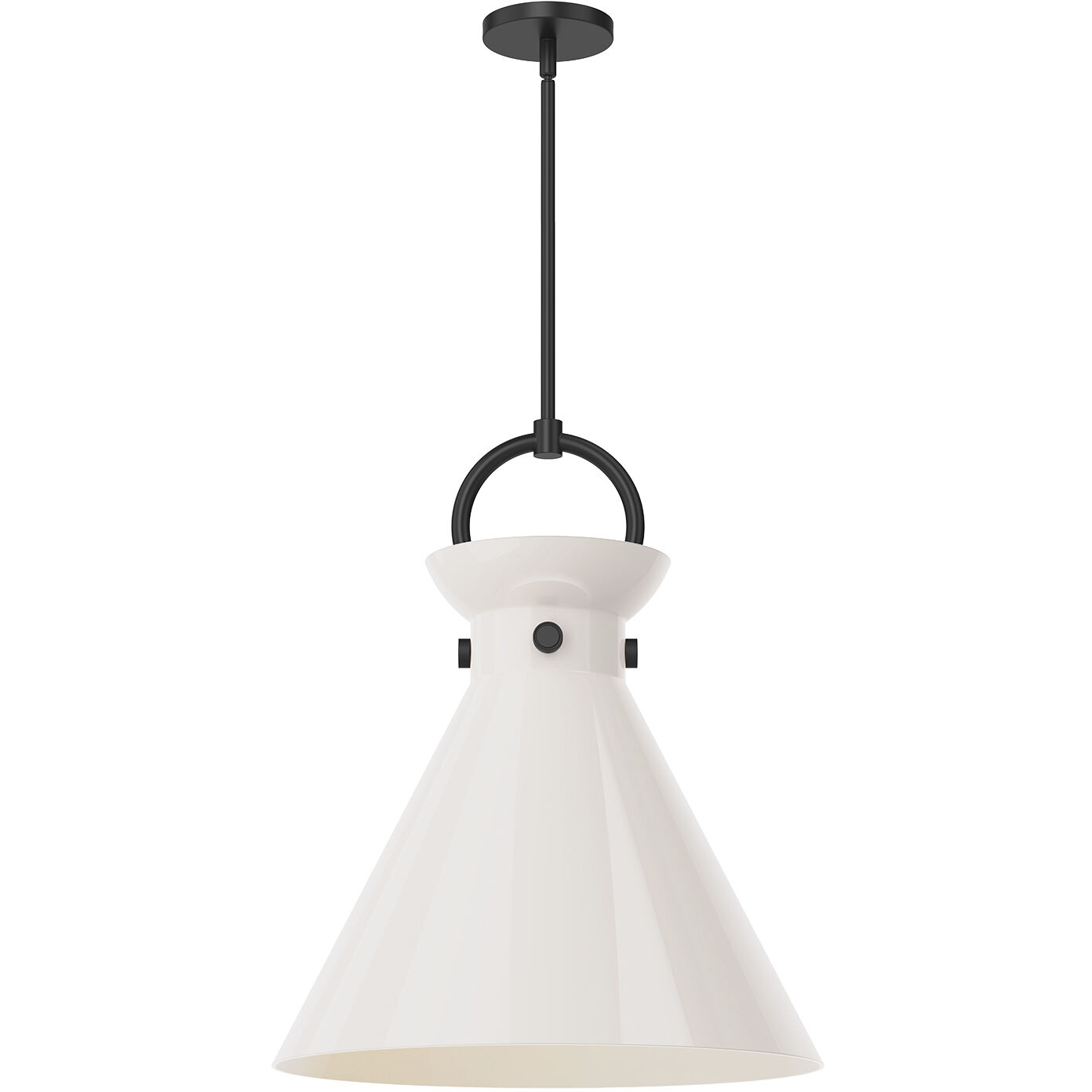 Alora Mood Emerson Pendant Ceiling Light in Matte Black, Glossy Opal Glass
