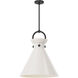 Alora Mood Emerson Pendant Ceiling Light in Matte Black, Glossy Opal Glass