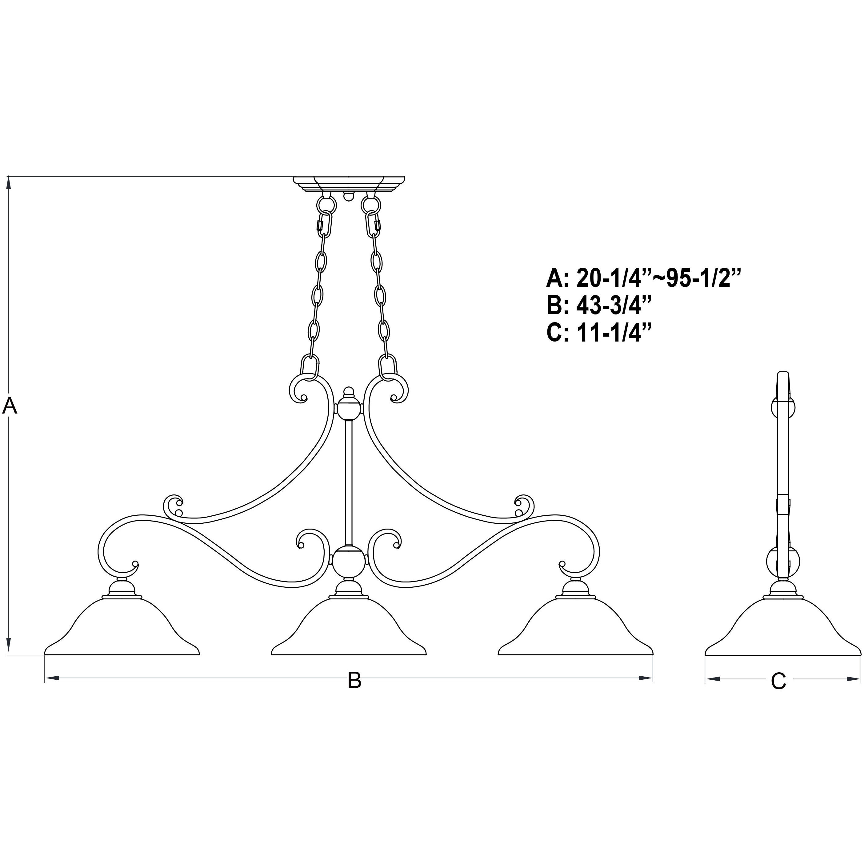 Monrovia LED 43.75 inch Oil Rubbed Bronze Linear Chandelier Ceiling Light