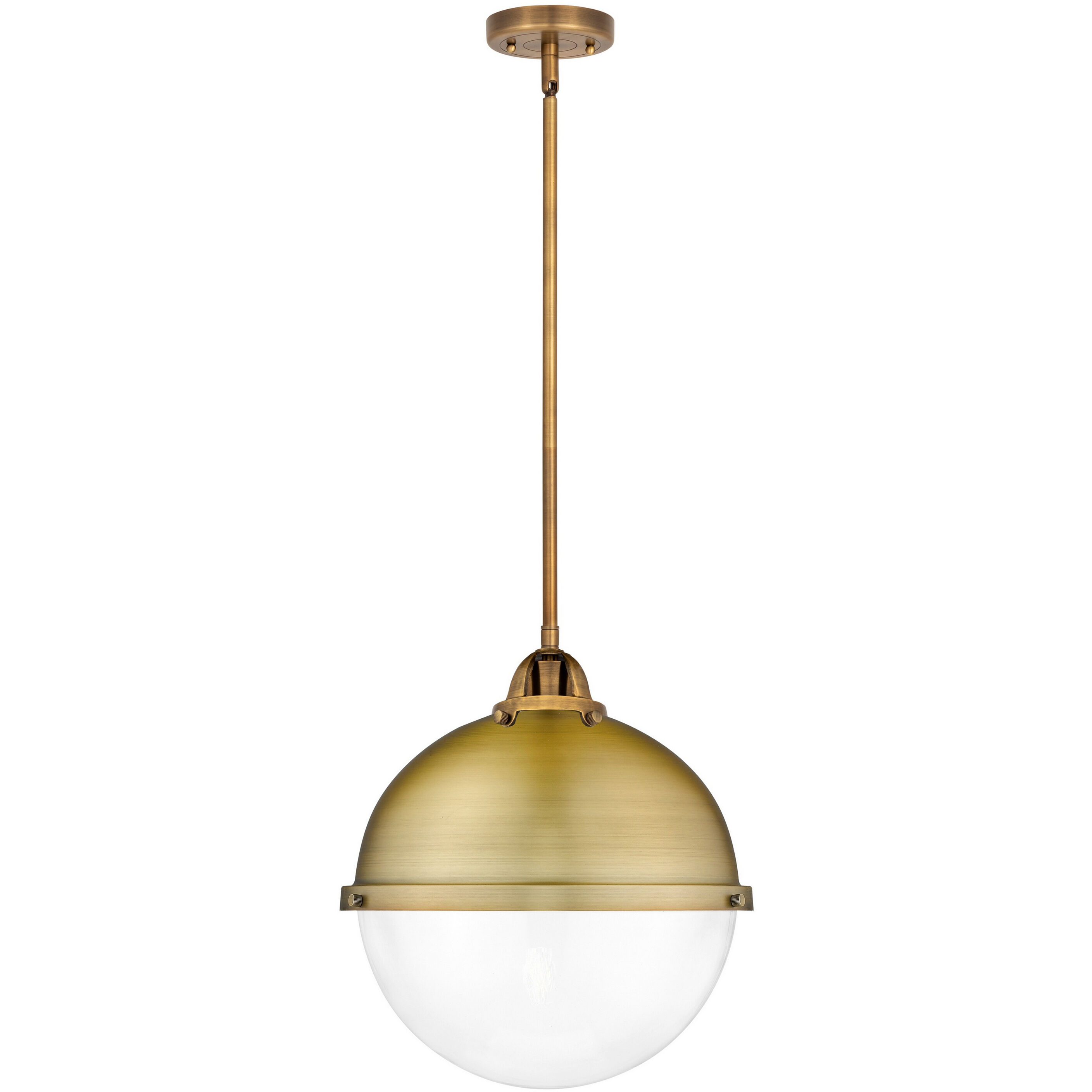 Nouveau 2 Hampden 1 Light 12.88 inch Brushed Brass Pendant Ceiling Light in Clear Glass