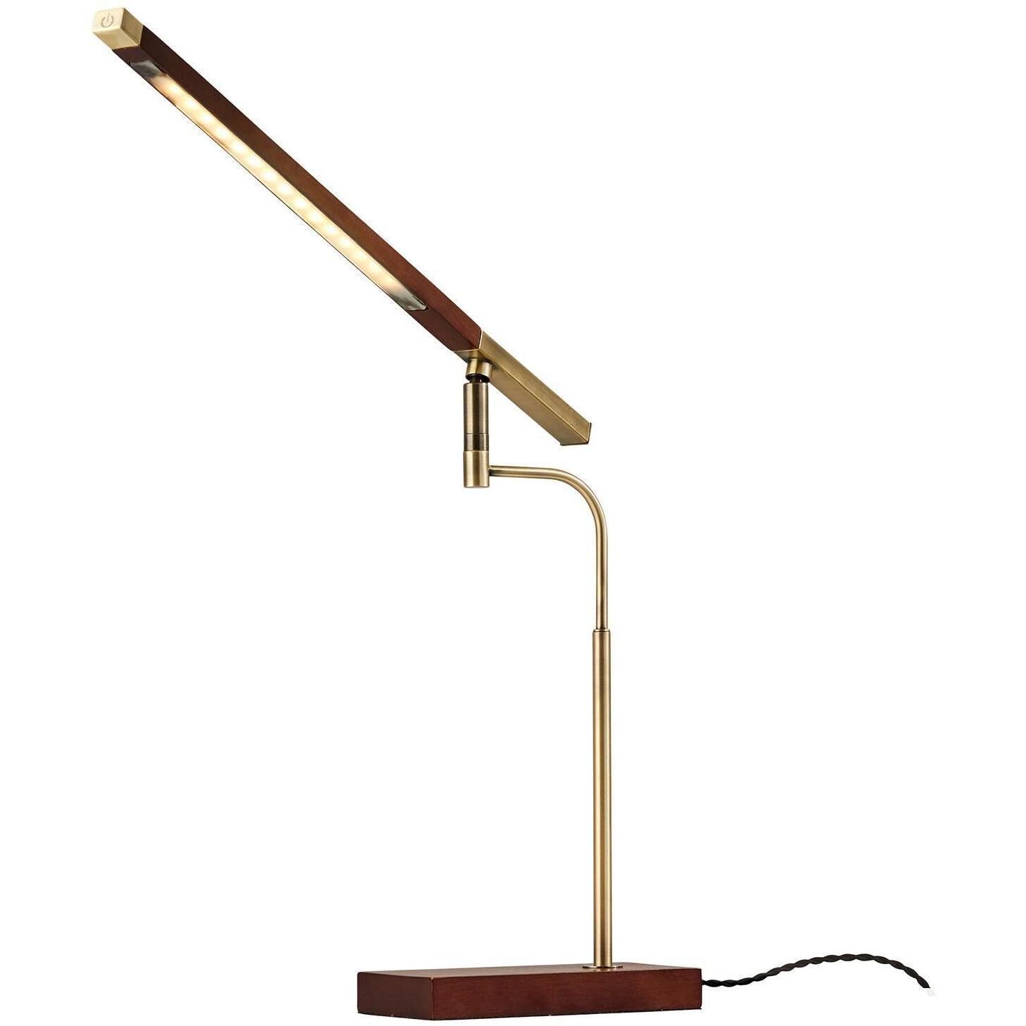 Barrett 17 inch 7.00 watt Walnut with Antique Brass Accents Desk Lamp Portable Light, with USB Port 