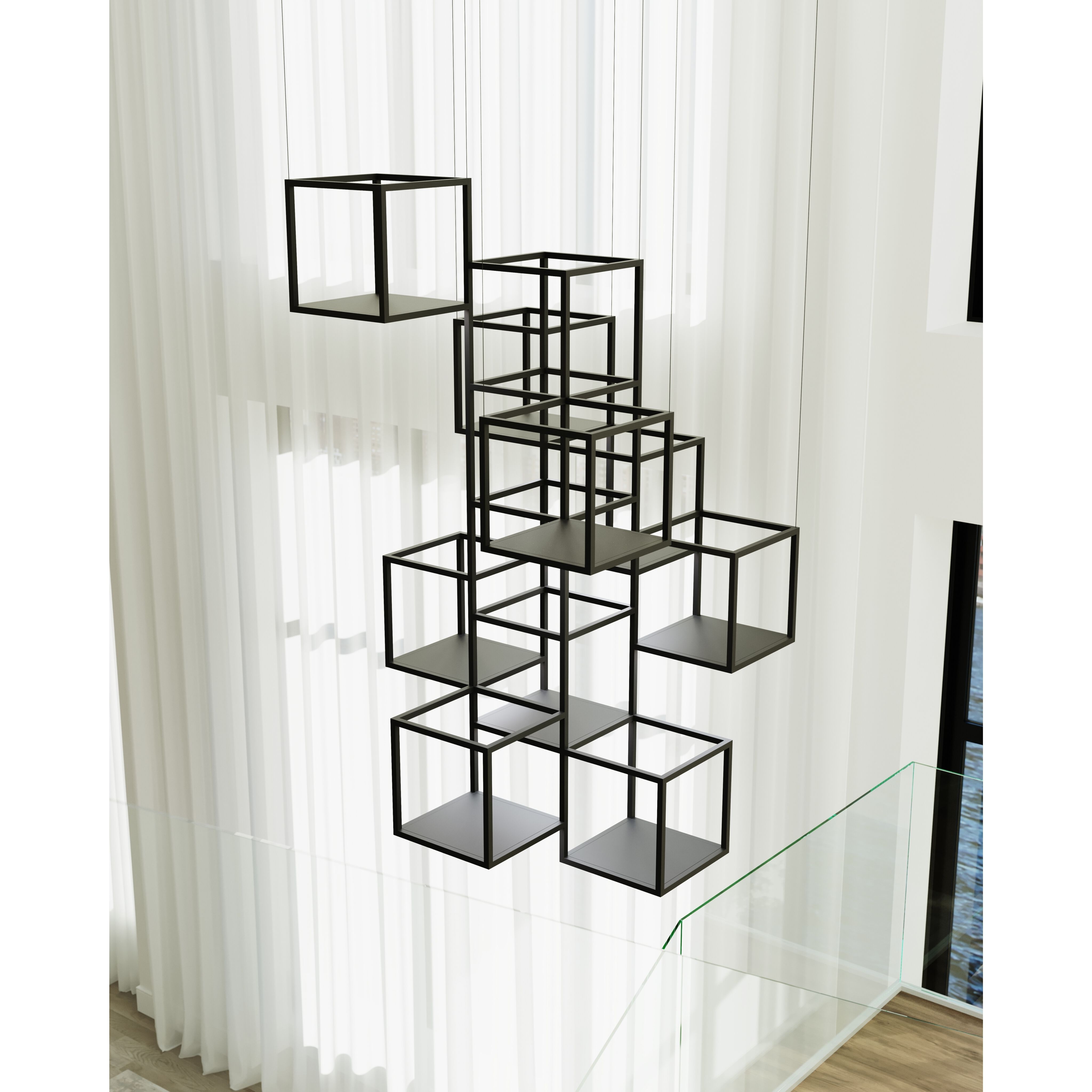 Sonneman 24Z0003K Cubix LED 121 inch Satin Black Pendant
