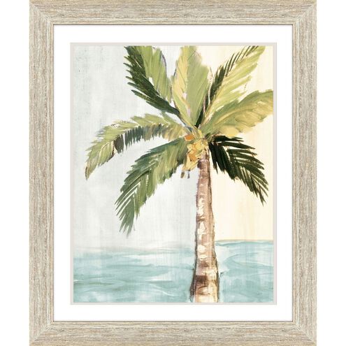 Oasis Palm Green and Turquoise and Yellow and Brown Framed Art