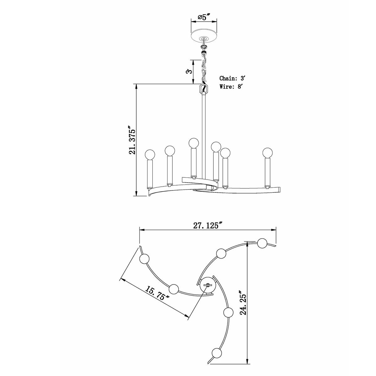 Signature 6 Light 27.25 inch Brushed Nickel Chandelier Ceiling Light
