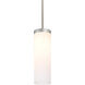 Friz LED Satin Nickel Pendant Ceiling Light in Opal Glossy Glass