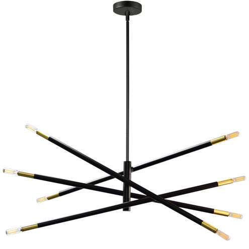 Wand 8 Light 35.5 inch Matte Black with Aged Brass Chandelier Ceiling Light in Matte Black and Aged Brass, Swivel