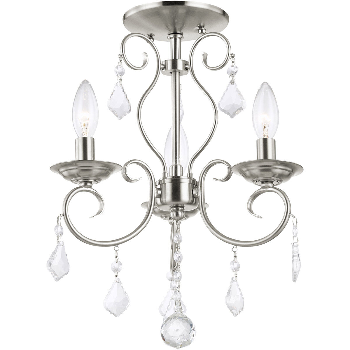 Donatella 3 Light 12 inch Brushed Nickel Convertible Mini Chandelier/Ceiling Mount Ceiling Light