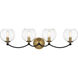 Vantage Kearney Park 4 Light 31.13 inch Coal and Soft Brass Bath Vanity Wall Light