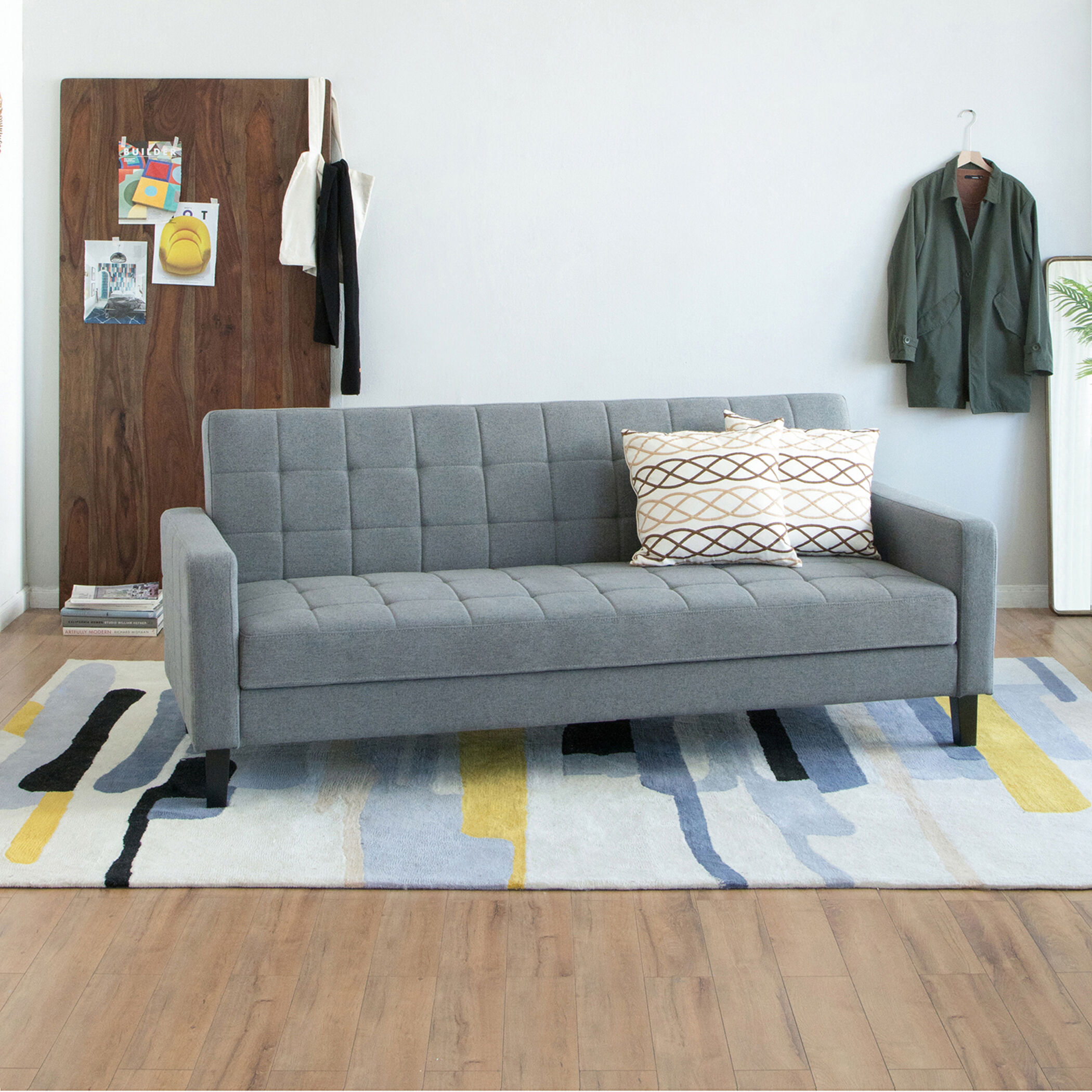 Small Biscuit Tufted Gray Sofa