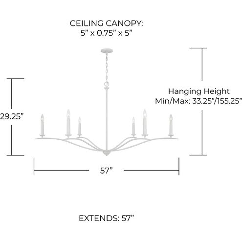 Grady 6 Light 57 inch Textured White Chandelier Ceiling Light
