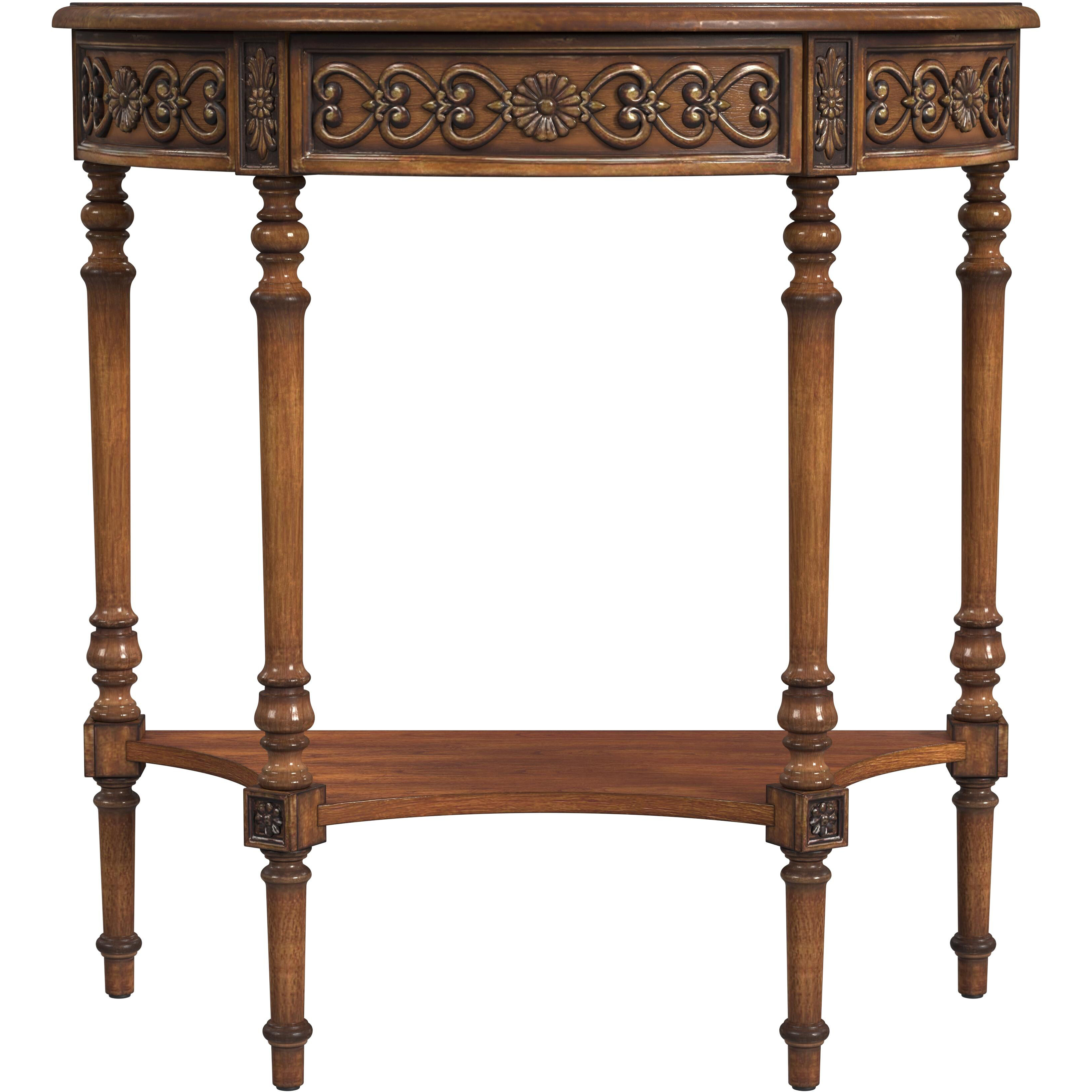 Danelle Demilune Console Table in Medium Brown