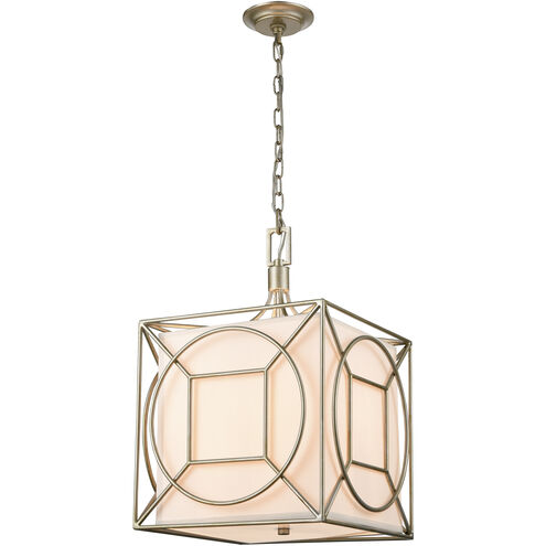 Shaftsbury Square 3 Light 14 inch Antique Silver with White Pendant Ceiling Light