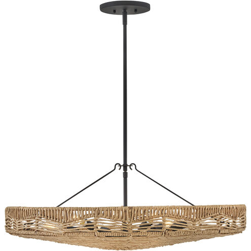 Ophelia 30 inch Black Indoor Foyer Pendant Ceiling Light in Natural