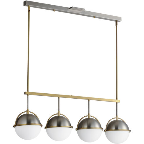 Duke 4 Light 42 inch Satin Nickel and Satin Brass Linear Pendant Ceiling Light
