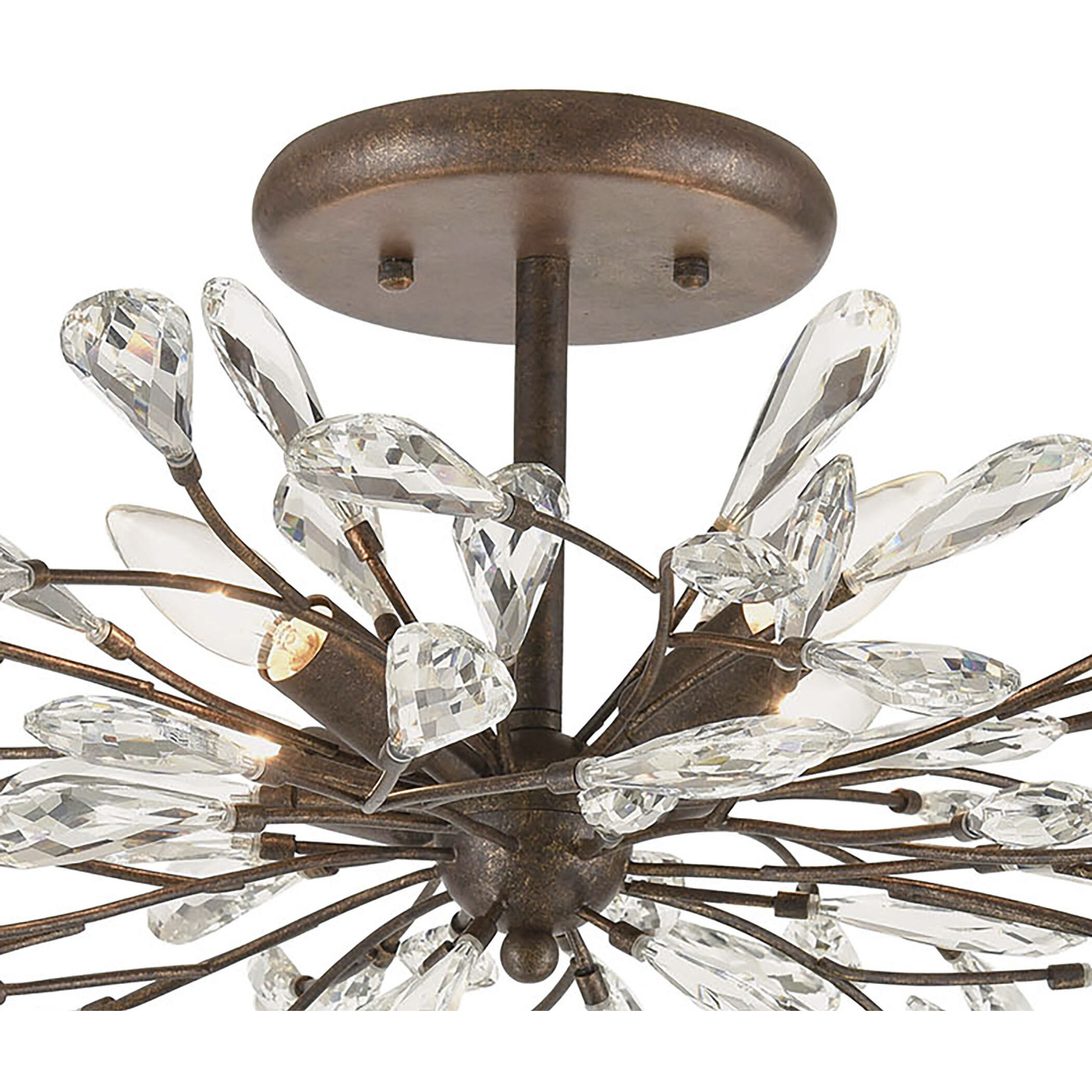 Crislett 4 Light 28 inch Sunglow Bronze Semi Flush Mount Ceiling Light