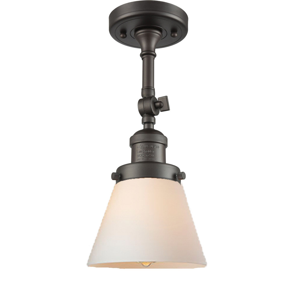 Franklin Restoration Small Cone 1 Light 6 inch Oil Rubbed Bronze Sconce Wall Light in Matte White Glass, Franklin Restoration