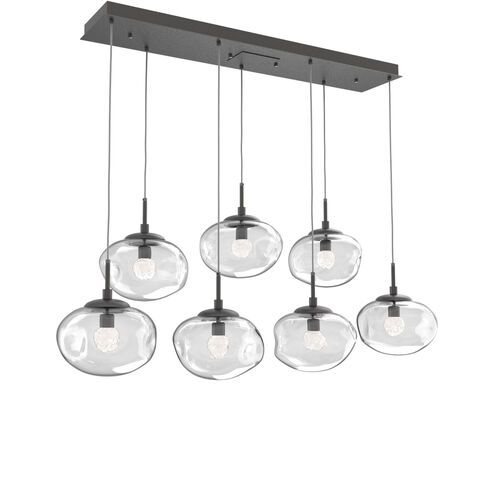 Nova LED LED Graphite Linear Pendant Ceiling Light in 3000K LED, Floret Inner - Clear Outer, Multi-Port