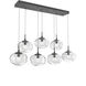 Nova LED LED Graphite Linear Pendant Ceiling Light in 3000K LED, Floret Inner - Clear Outer, Multi-Port