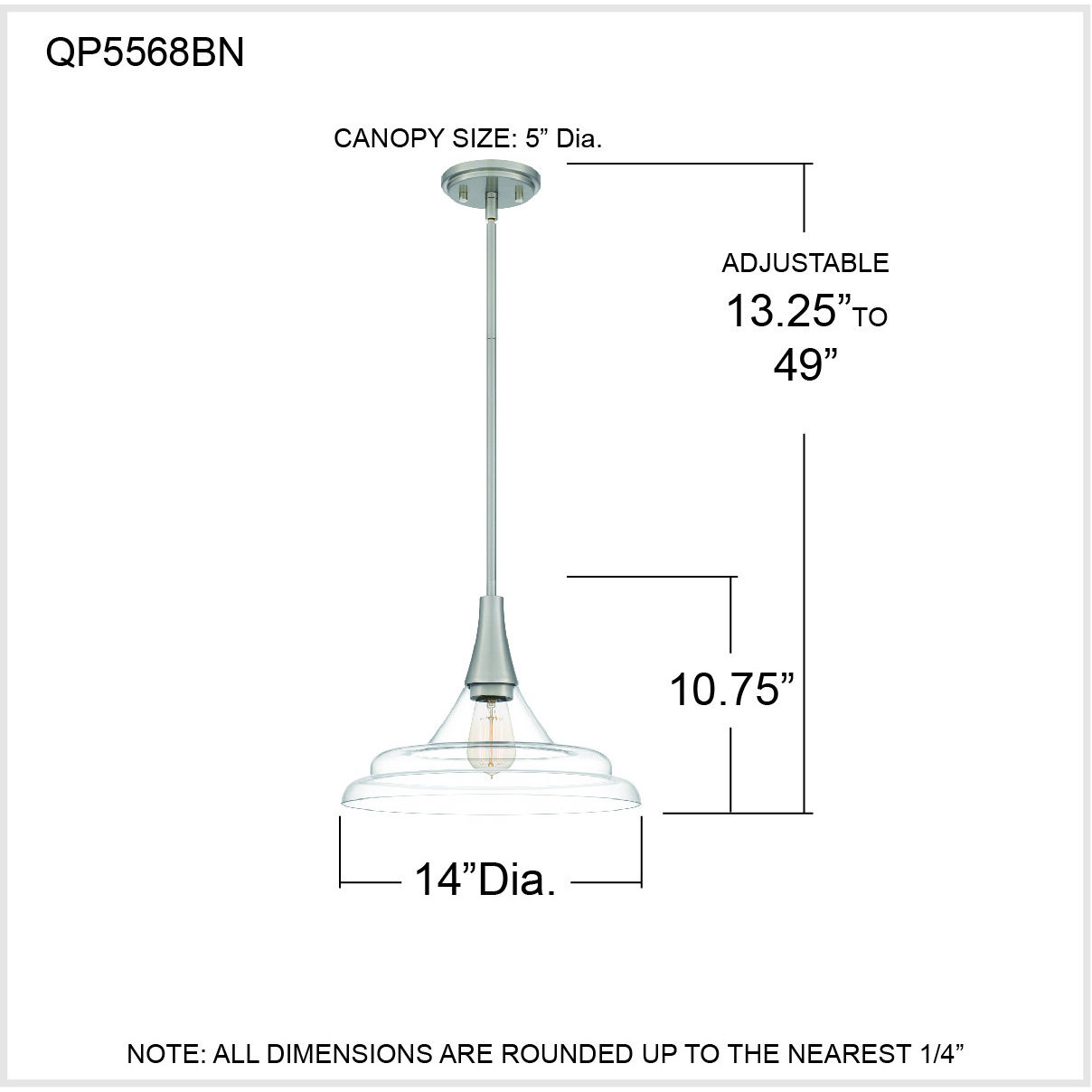 Grayton 1 Light 14 inch Brushed Nickel Pendant Ceiling Light