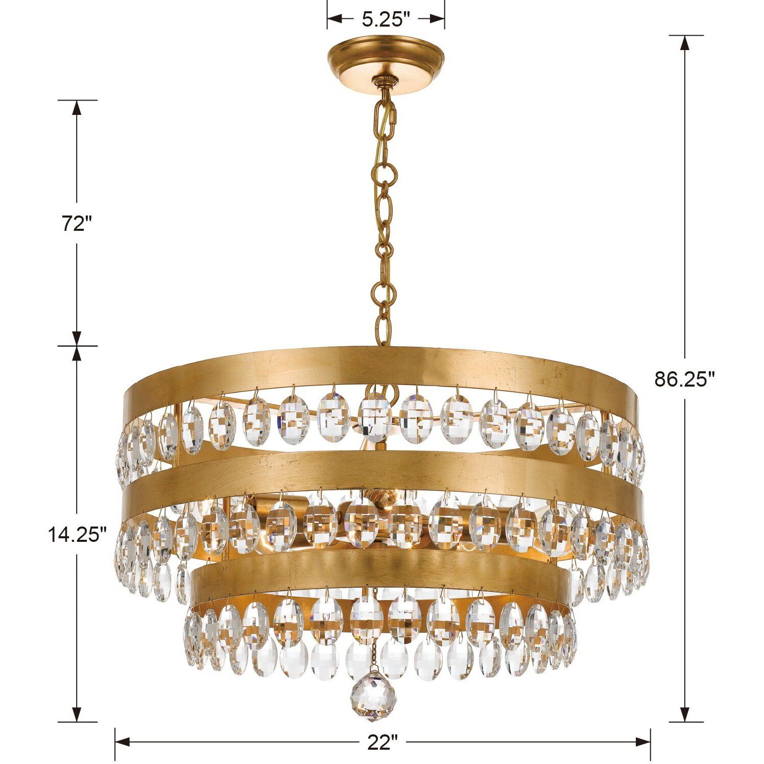 Perla 5 Light 22 inch Antique Gold Chandelier Ceiling Light