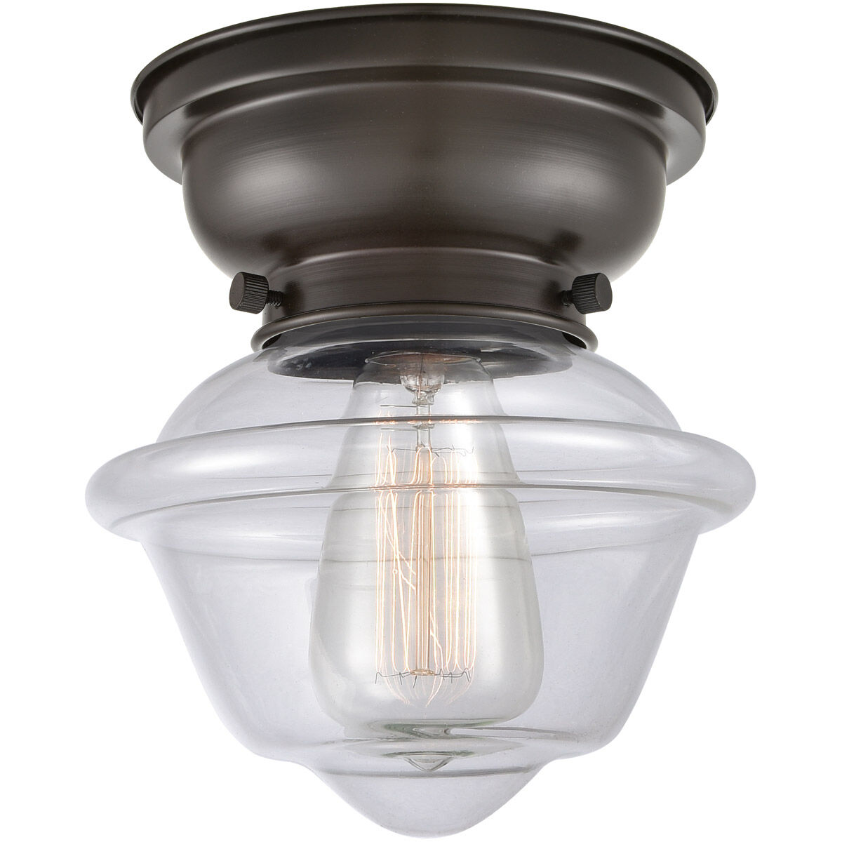 Aditi Small Oxford 1 Light 8 inch Oil Rubbed Bronze Flush Mount Ceiling Light in Clear Glass, Aditi