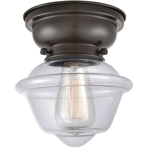 Aditi Small Oxford 1 Light 8 inch Oil Rubbed Bronze Flush Mount Ceiling Light in Clear Glass, Aditi