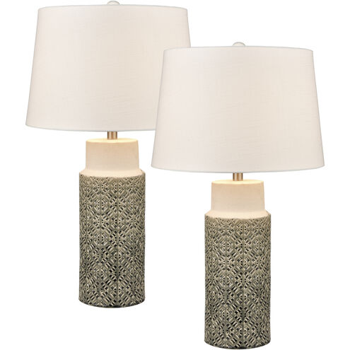 Tula 30 inch 150.00 watt Gray Glazed with Off White Table Lamp Portable Light, Set of 2