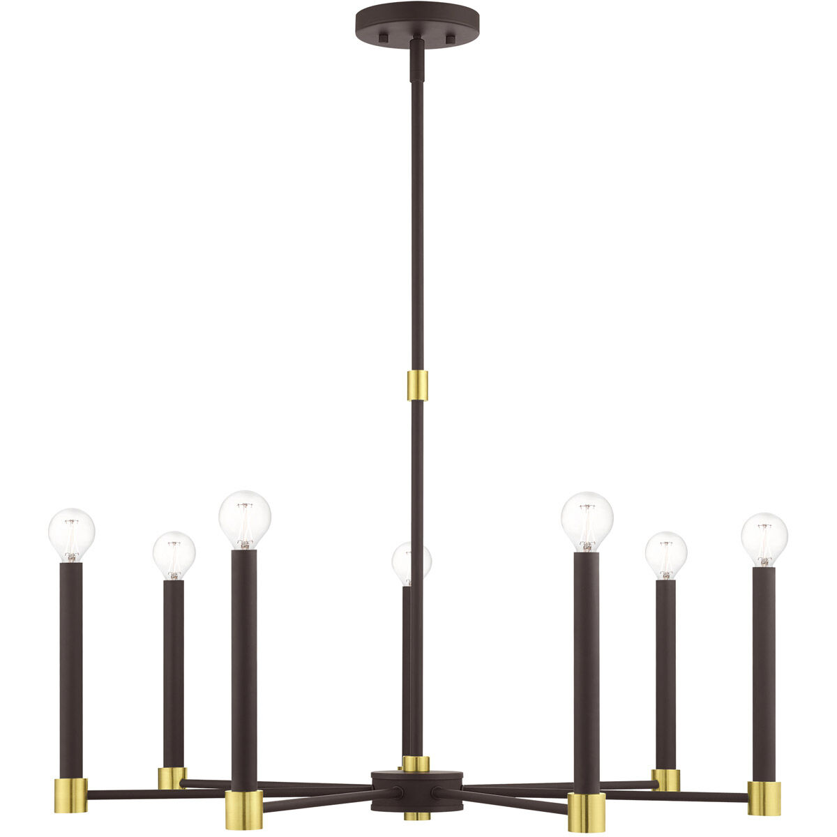 Karlstad 7 Light 28 inch Bronze with Satin Brass Accents Chandelier Ceiling Light