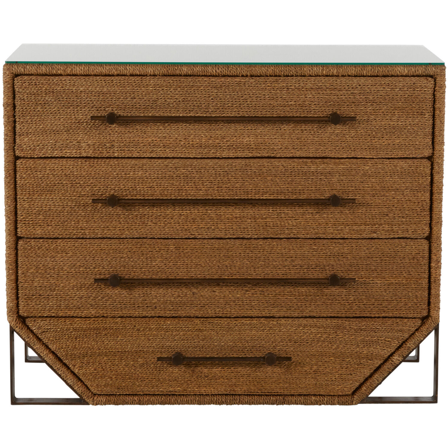 Chase Natural Seagrass / Antique Bronze Metal / Tempered Glass Chest