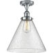 Ballston X-Large Cone 1 Light 8 inch Polished Chrome Semi-Flush Mount Ceiling Light in Seedy Glass