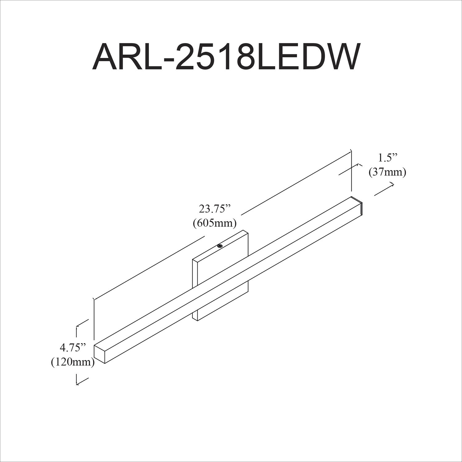 Arandel LED 23.75 inch Matte Black Vanity Light Wall Light