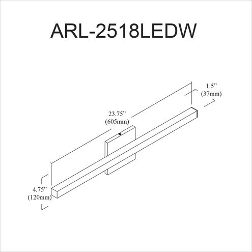 Arandel LED 23.75 inch Matte Black Vanity Light Wall Light