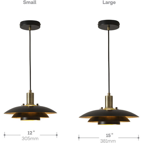Rancho Mirage LED 15 inch Matte Black and Weathered Brass Pendant Ceiling Light, Large
