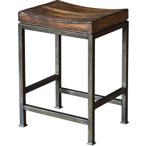 Beck 24 inch Dark Walnut and Brushed Steel Counter Stool