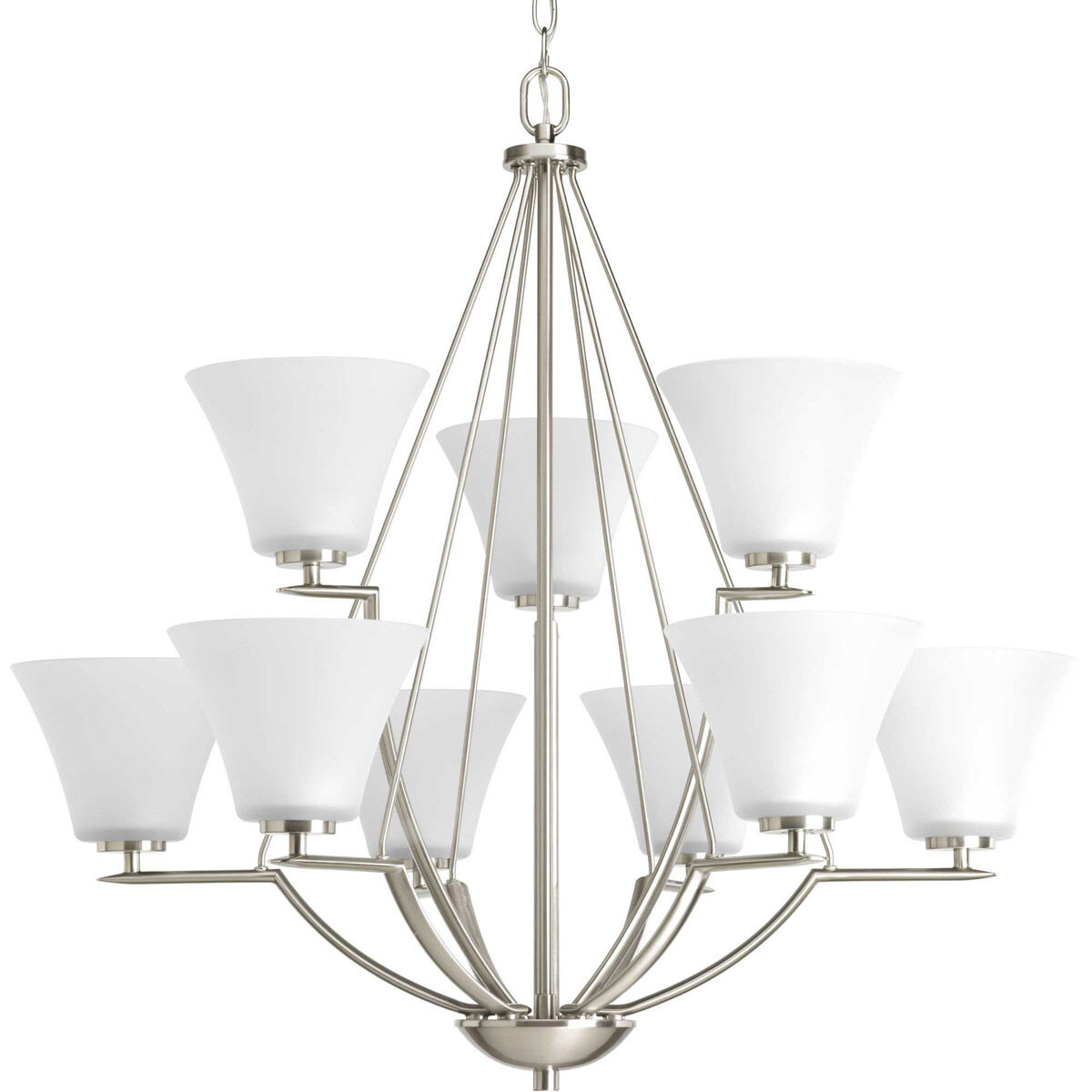 Bravo 9 Light 32 inch Brushed Nickel Chandelier Ceiling Light