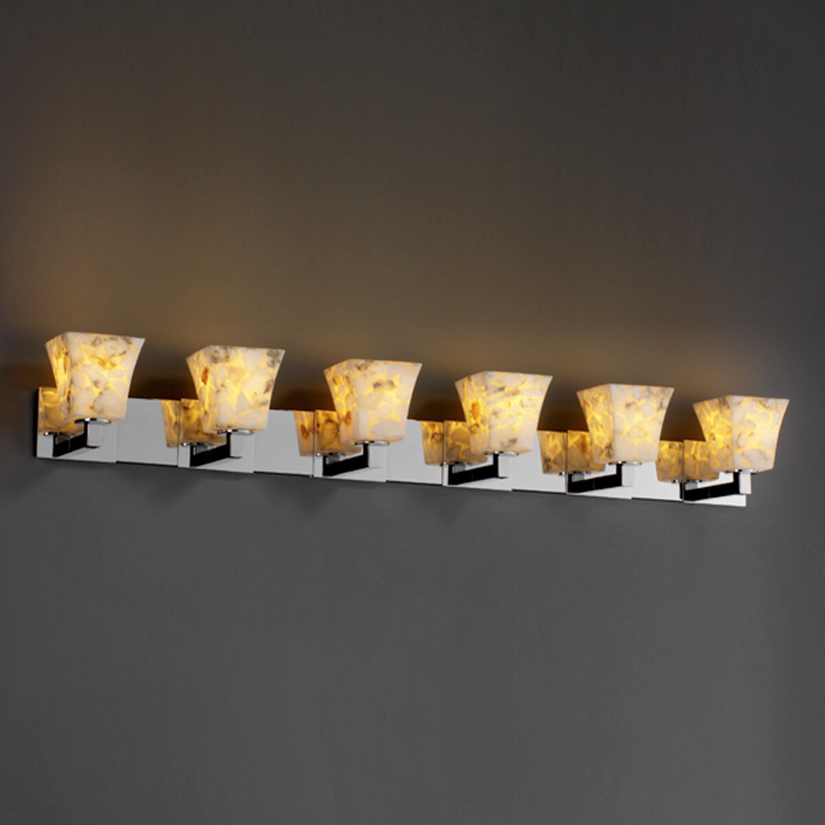 Alabaster Rocks 6 Light 56.5 inch Dark Bronze Bath Bar Wall Light in Oval Incandescent