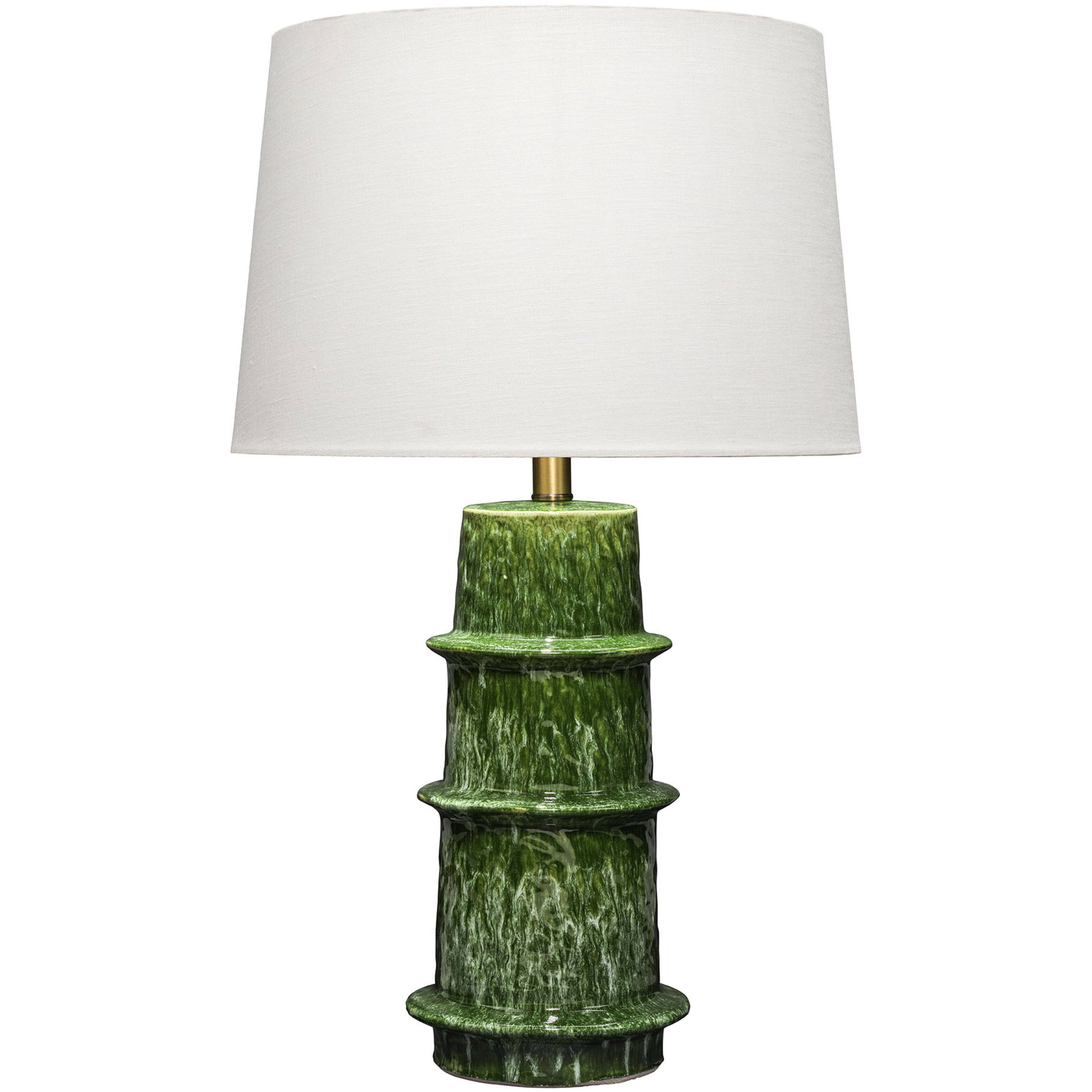 Saturn 27 inch 150 watt Green and Brass Table Lamp Portable Light, Inline