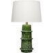 Saturn 27 inch 150 watt Green and Brass Table Lamp Portable Light, Inline
