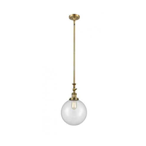 Franklin Restoration X-Large Beacon 1 Light 10 inch Brushed Brass Mini Pendant Ceiling Light in Clear Glass, Franklin Restoration