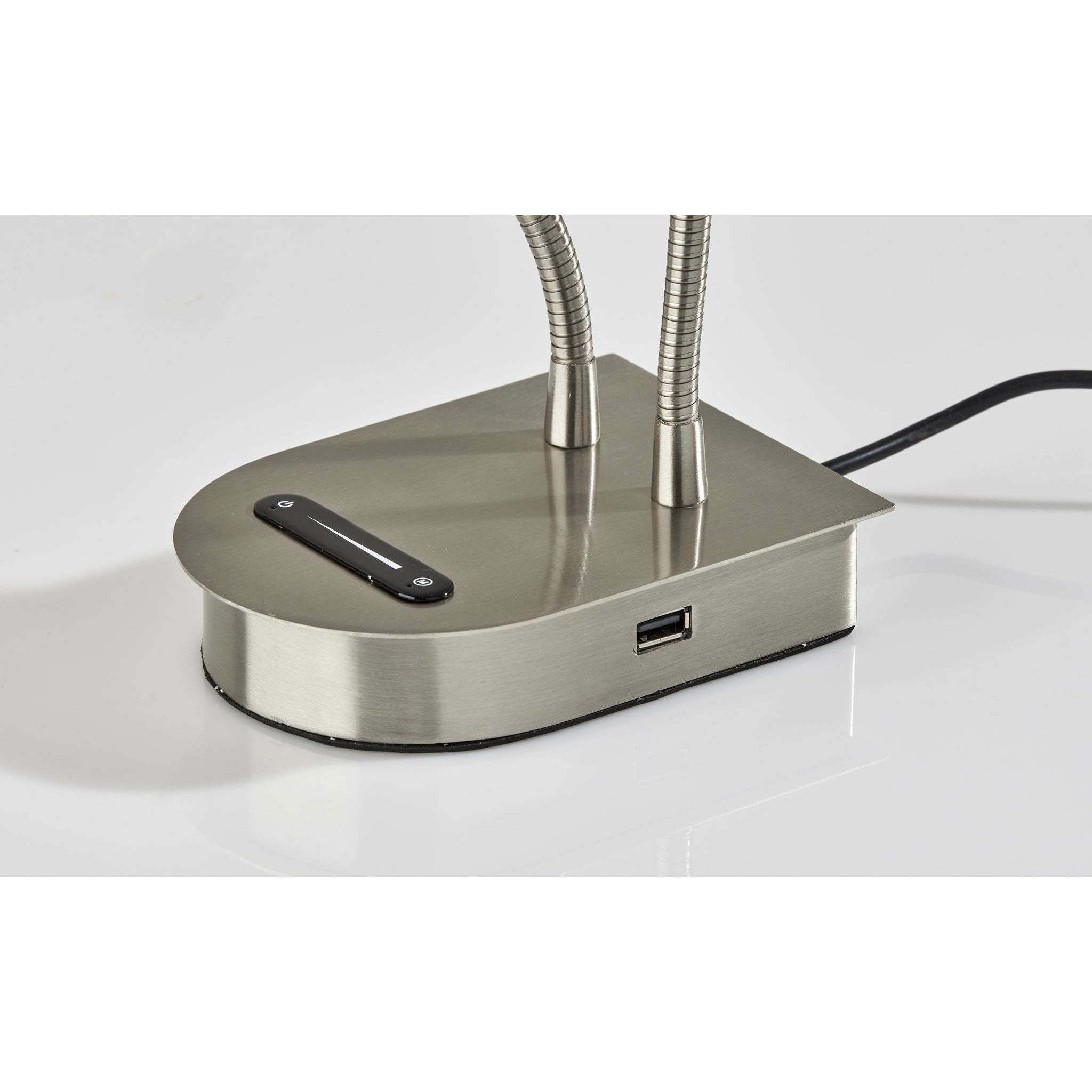 Eternity 14 inch 6.00 watt Brushed Steel Desk Lamp Portable Light, 2 Arm