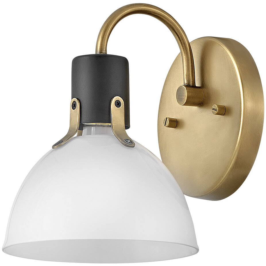 Argo 1 Light 7.25 inch Heritage Brass with Black Vanity Light Wall Light