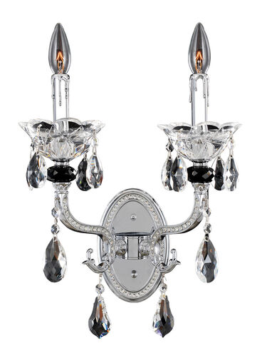 Faure 2 Light Chrome Wall Bracket Wall Light in Swarovski Elements Clear